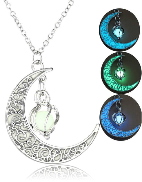 Moon Glowing Necklace Gem Charm Luminous Stone Pendant