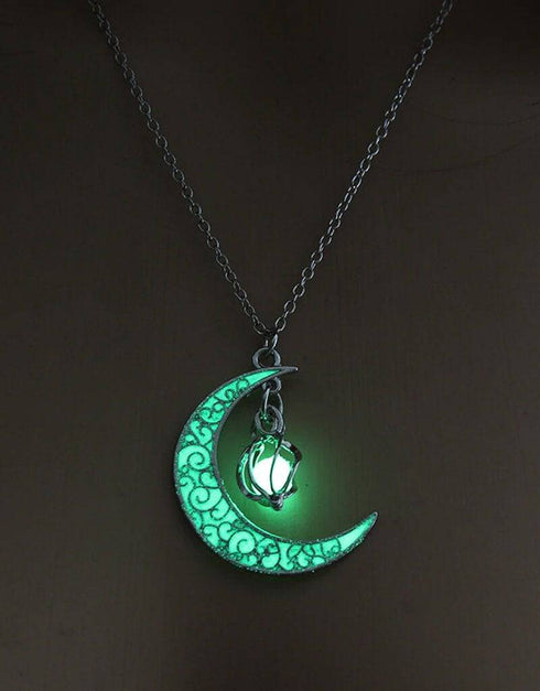 Moon Glowing Necklace Gem Charm Luminous Stone Pendant