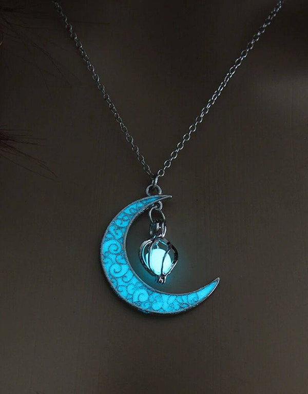 Moon Glowing Necklace Gem Charm Luminous Stone Pendant