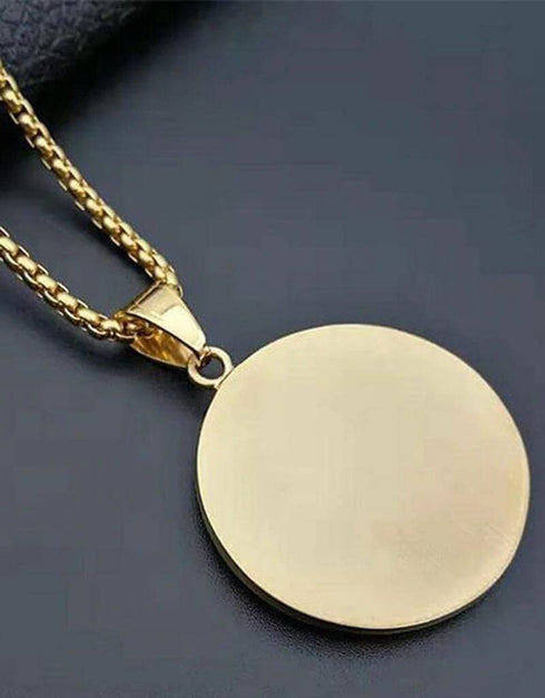 Muslim Round Moon and Star Pendant Stainless Steel