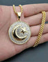 Muslim Round Moon and Star Pendant Stainless Steel