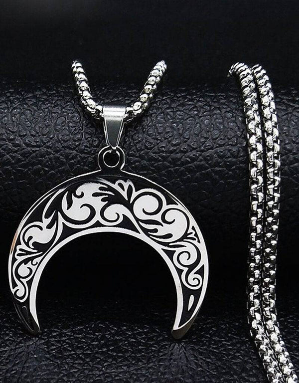 Silver Moon Pendant with chain for Women