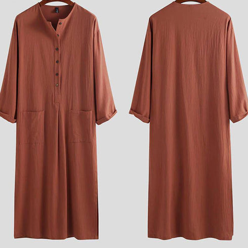 Arabic Jubba Solid Pockets Robes