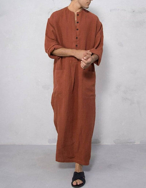 Arabic Jubba Solid Pockets Robes