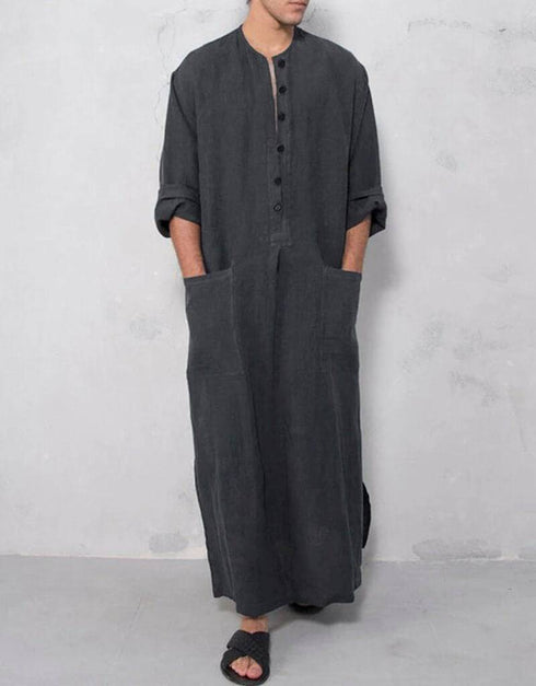 Arabic Jubba Solid Pockets Robes