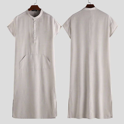 Islamic Arab Men Kaftan Stand Collar