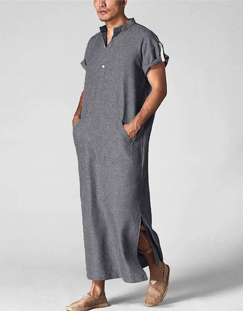 Islamic Arab Men Kaftan Stand Collar
