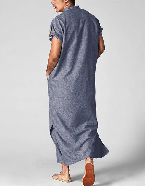 Islamic Arab Men Kaftan Stand Collar