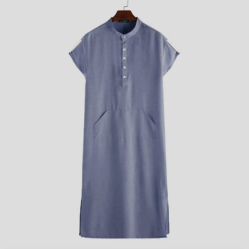 Islamic Arab Men Kaftan Stand Collar