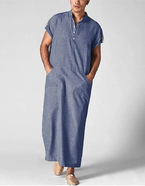 Islamic Arab Men Kaftan Stand Collar