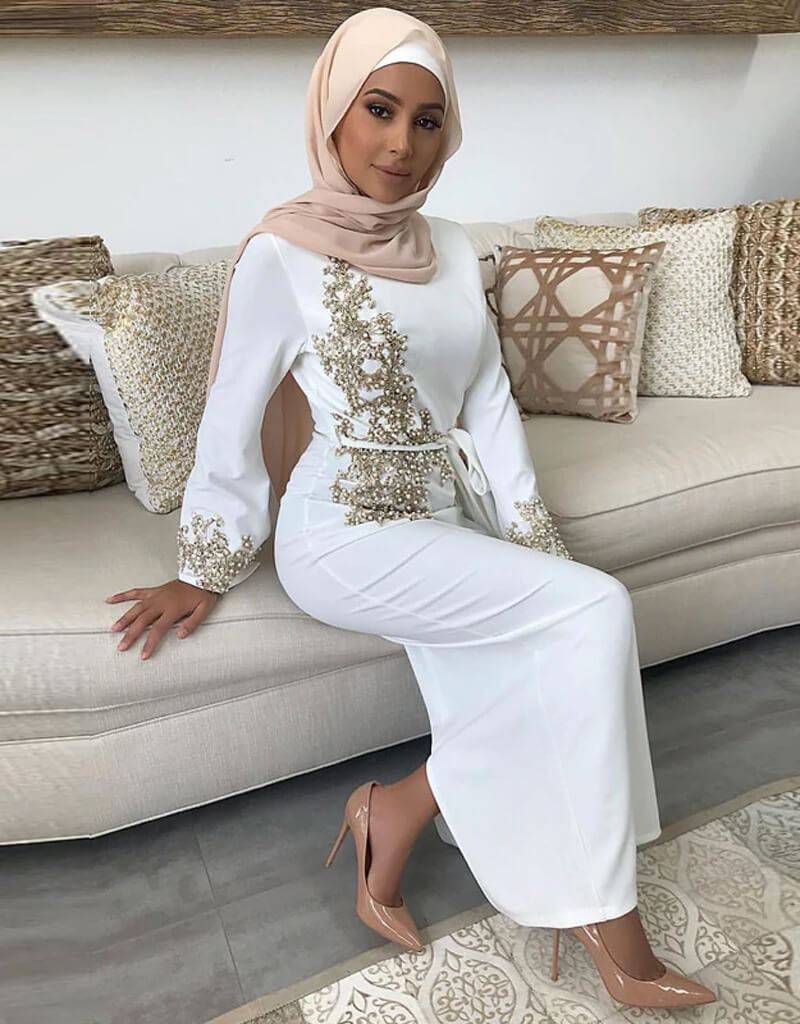 Pearl on Embroidery Abaya purple dress / M Pearl on Embroidery Abaya purple dress / M