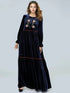 Velvet Floral Embroidery long sleeve Maxi