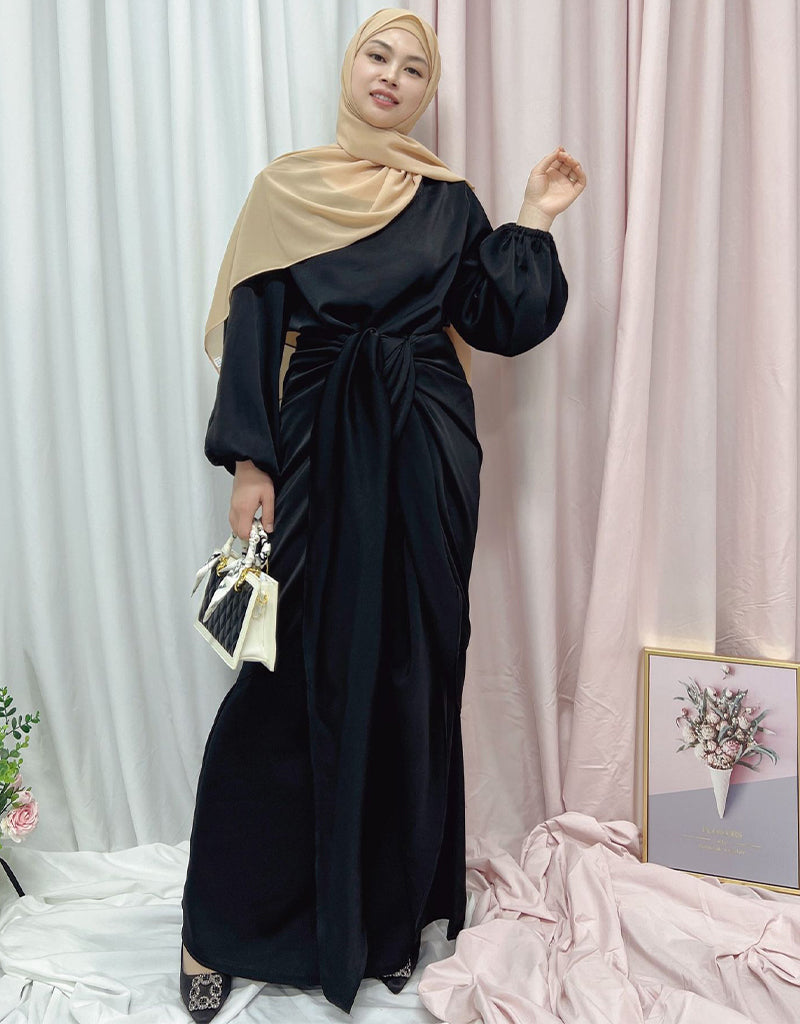 Latest 2 Piece Silky Satin Abaya For Women – Arabic attire