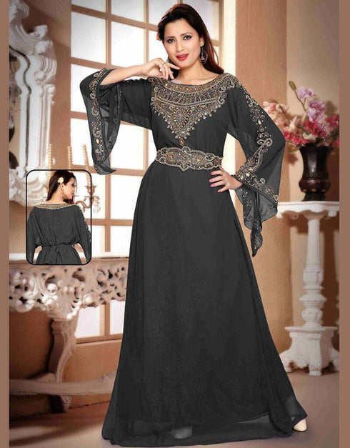 A line kaftan with waist belt