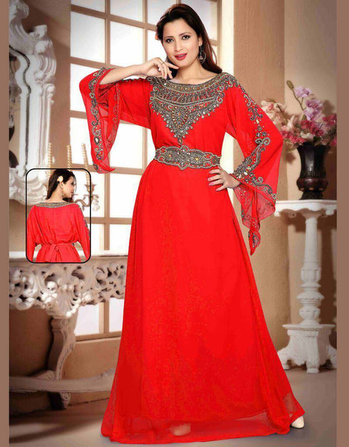 A line kaftan with waist belt