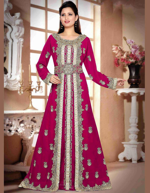 Boat neck Moroccan Style embroidered kaftan