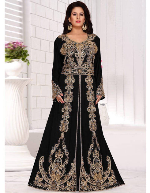 Bottom open kaftan dress with belt