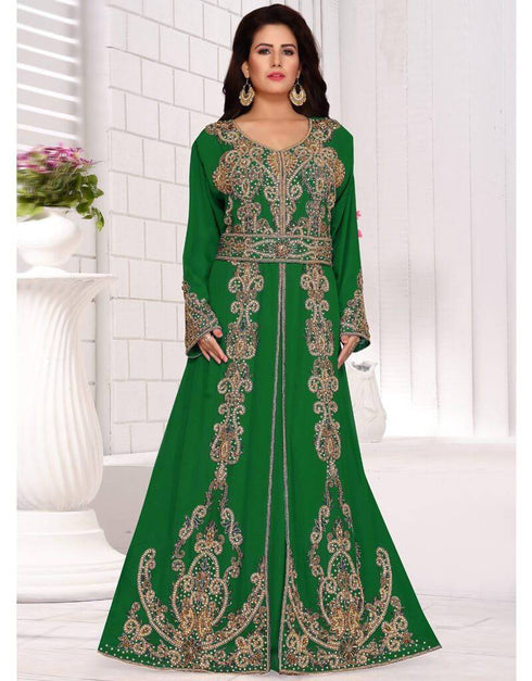 Bottom open kaftan dress with belt