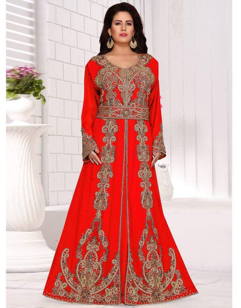 Bottom open kaftan dress with belt