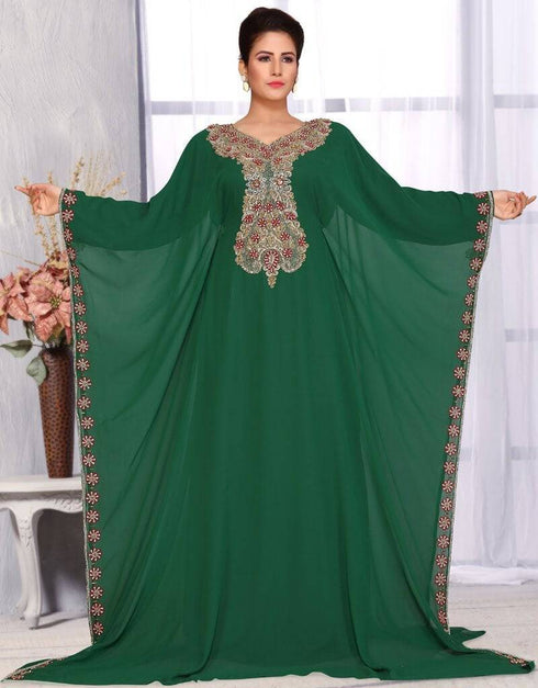 Farasha dress with flower beaded bordes