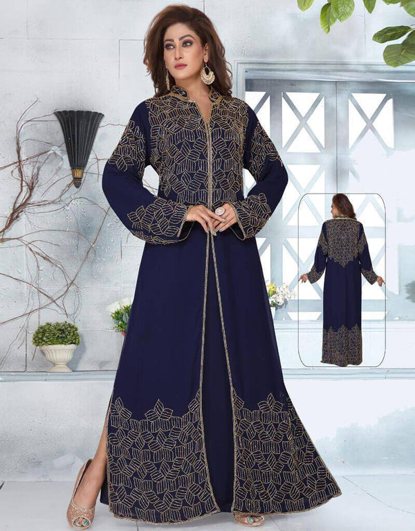 Heavy Embroidered Kaftan with Back work