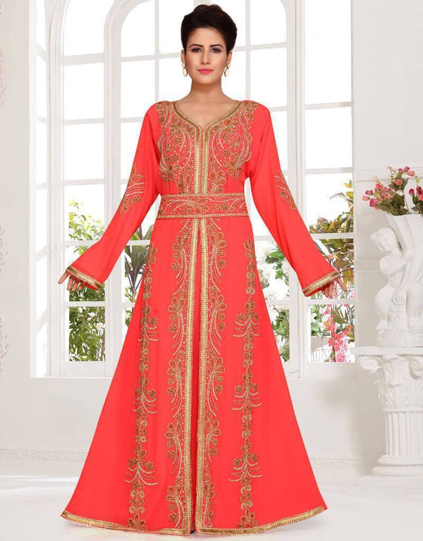 Moroccan caftan with gold lace work