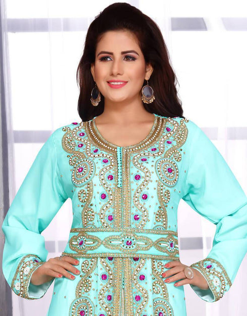 Multied embroide kaftan three layer