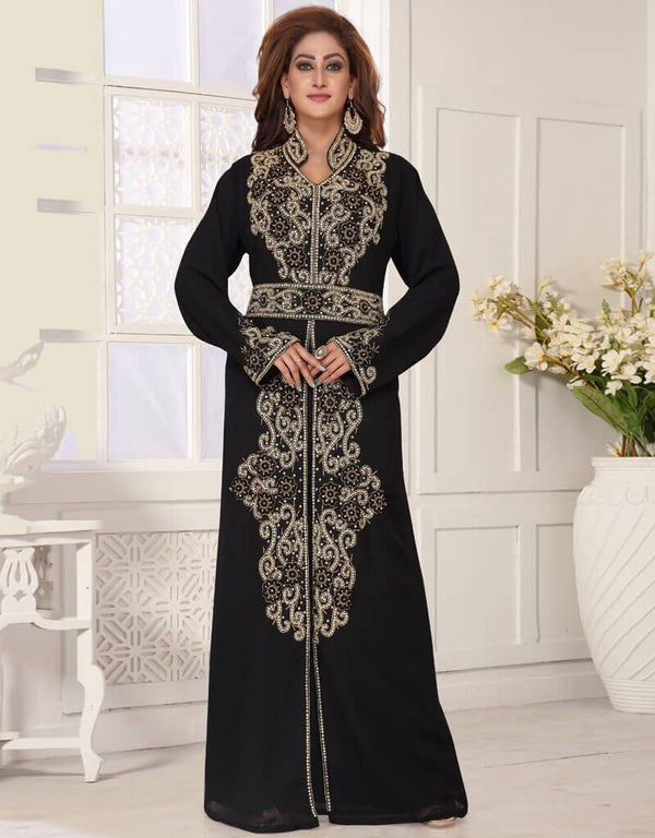 Stand Collar caftan with golden work