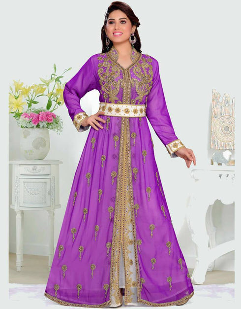 Stand Collar caftan with golden work