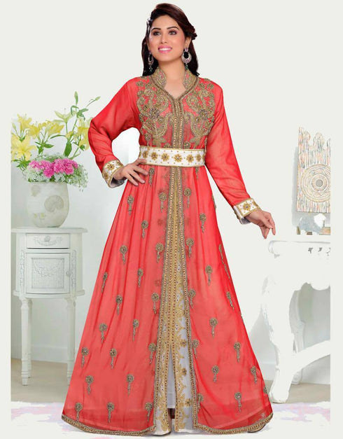 Stand Collar caftan with golden work