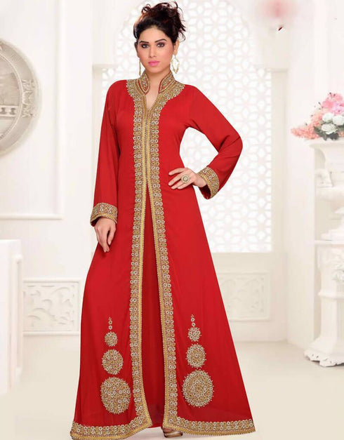 Stand Collar caftan with golden work