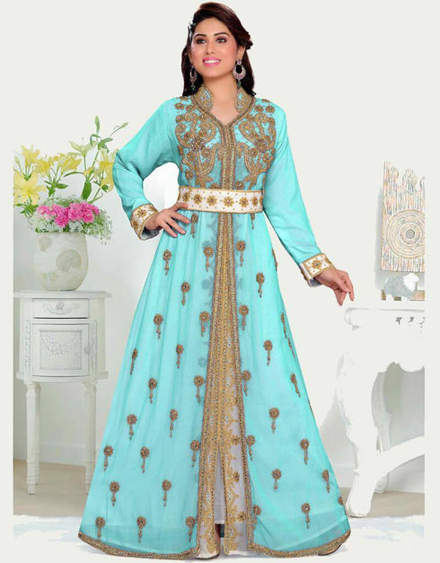 Stand Collar caftan with golden work