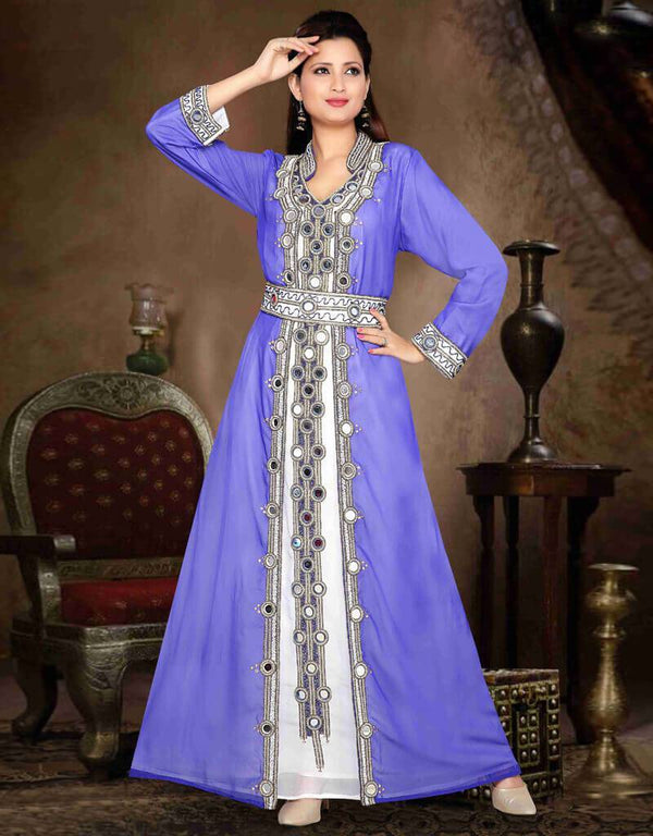 Stand Collar Moroccan caftan with golden work