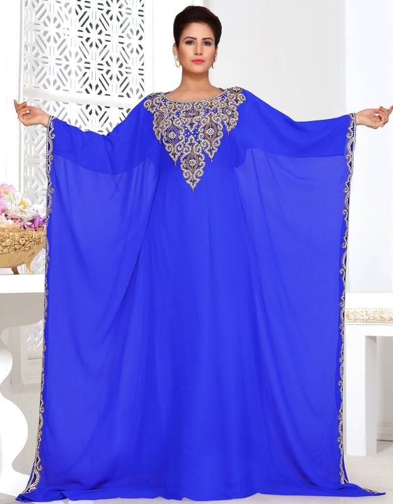 Muslimah Blue Net Hand Silver Embroidery Farasha