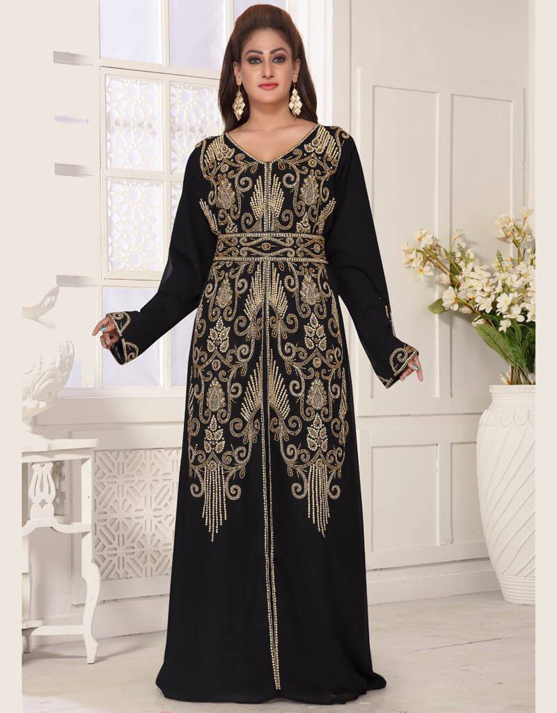 V neck Moroccan Style embroidered kaftan main image 0