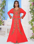 V neck Moroccan Style embroidered kaftan