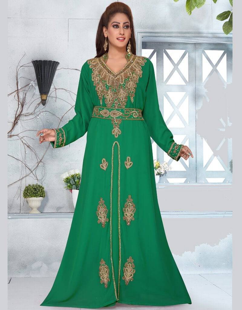 V neck embroidered kaftan