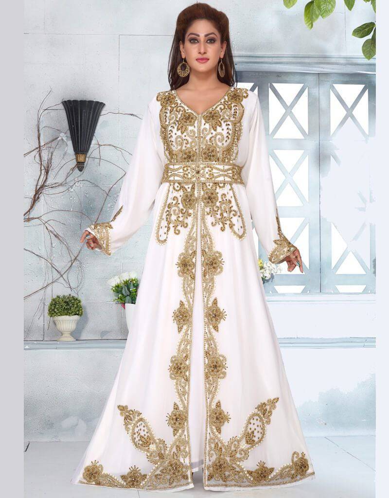 green emerald velvet dress [FINAL Sale]Luxury Moroccan Kaftan Blue Long Sleeve Evening Dress SS404 main image 1