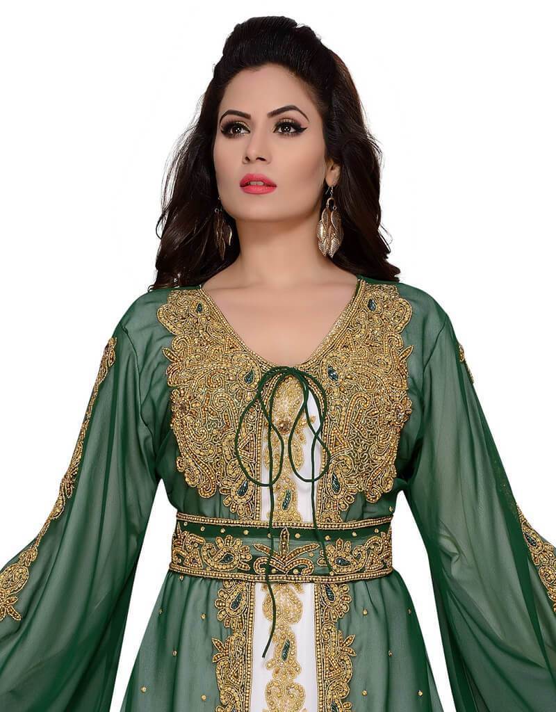 Dark Green Designer Islamic Fancy Arabic Womens Takchita Hand Beaded  African Kaftan Dubai Wedding Takchita Embroidery Caftan Dress -  Canada