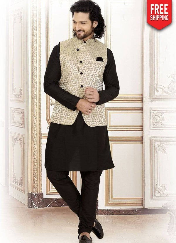 Black Kurta Silk Payjama