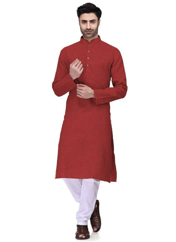 Dark Red Kurta Cambric Cotton Payjama