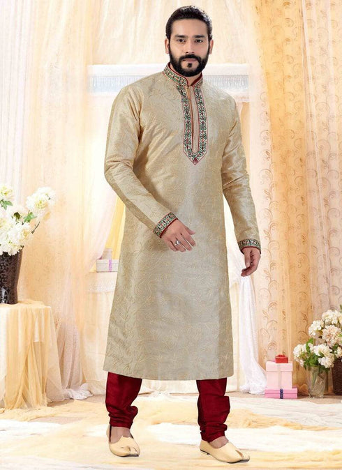 Gold Kurta Art Silk Churidar
