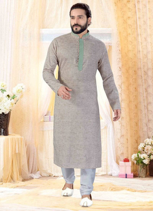 Light Brown Kurta Cotton Linen Churidar