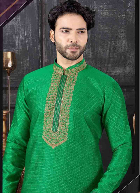 Light Green Kurta Jacquard Churidar