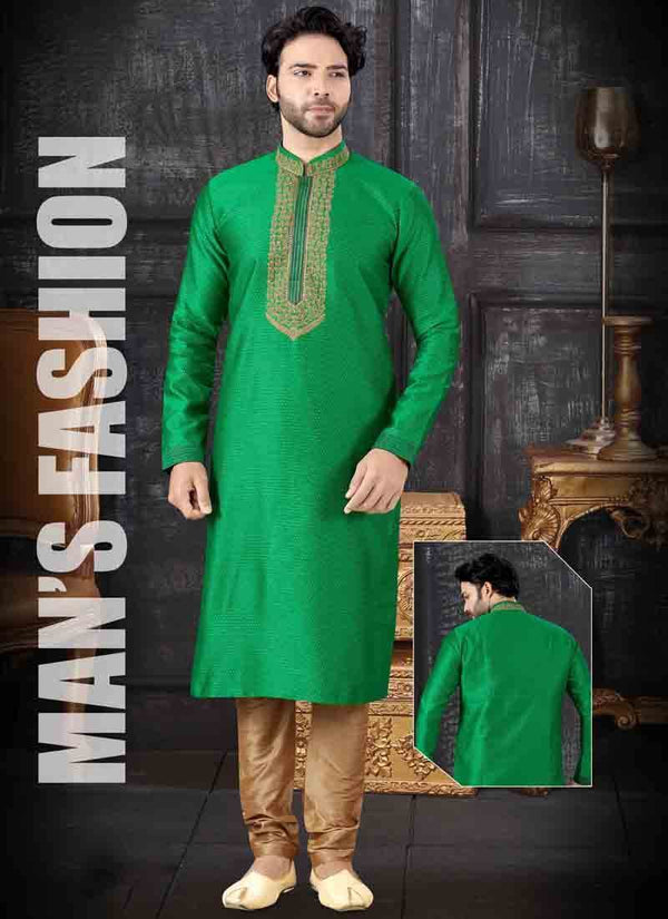 Light Green Kurta Jacquard Churidar