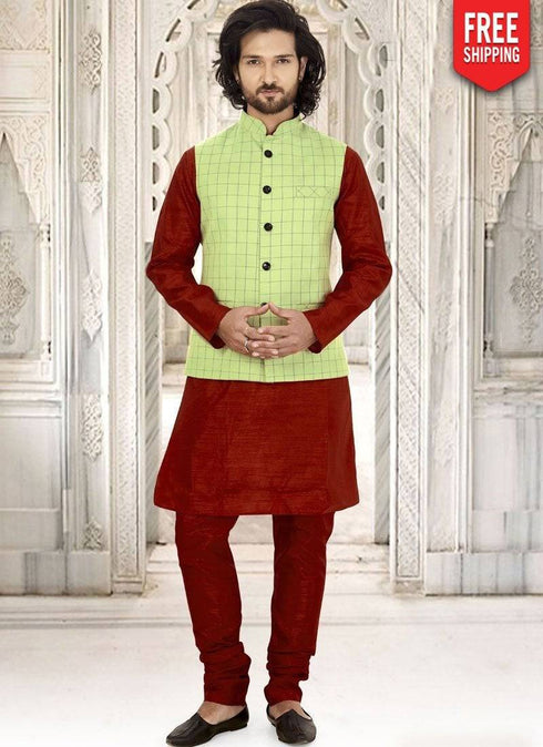 Maroon Kurta Silk Payjama