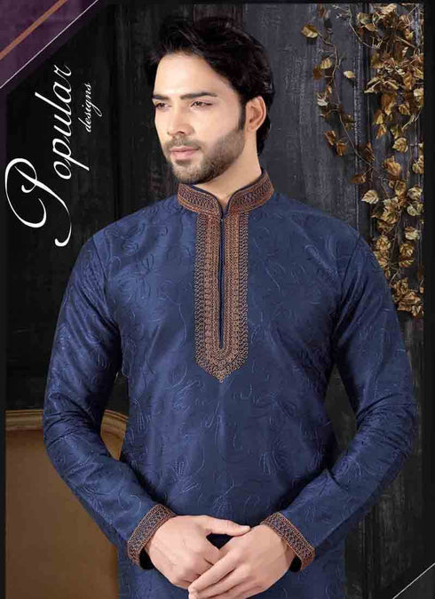 Navy Blue Kurta Art Silk Churidar
