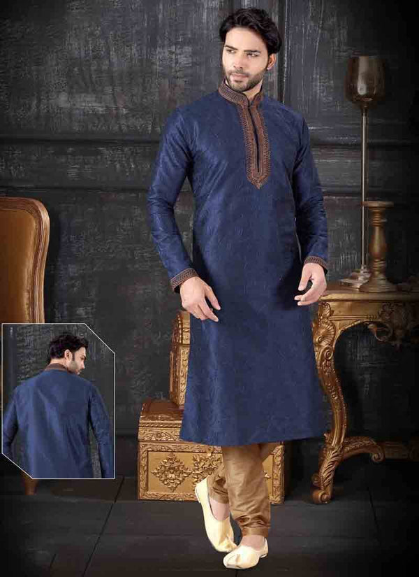 Navy Blue Kurta Art Silk Churidar