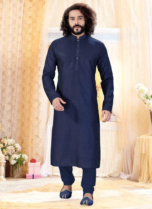 Navy Blue Kurta Cotton Silk Churidar