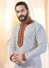 Off White Kurta Art Silk Churidar